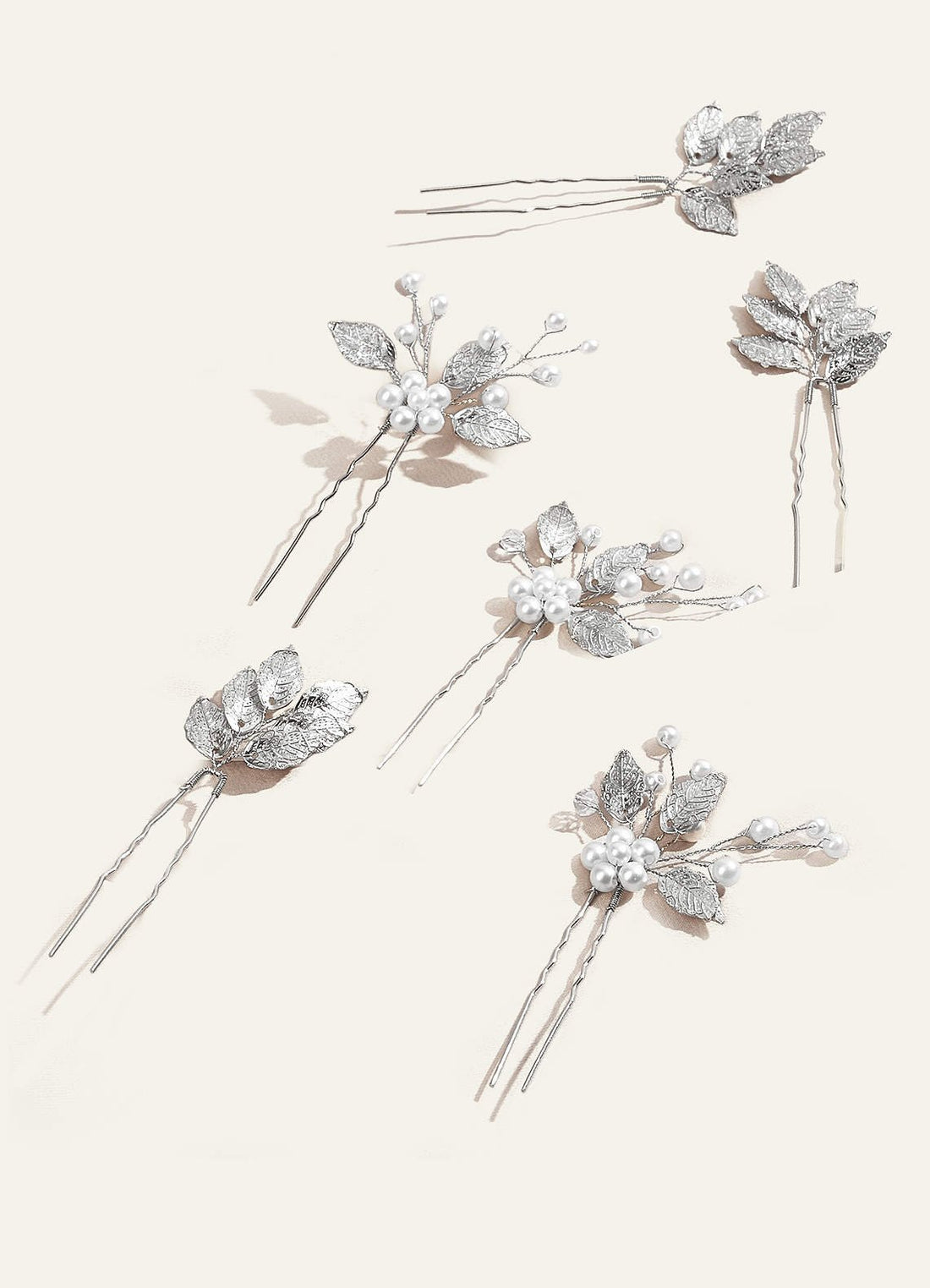 Alloy Leaves U-Shaped Hairpins — Gold — 图 1/6