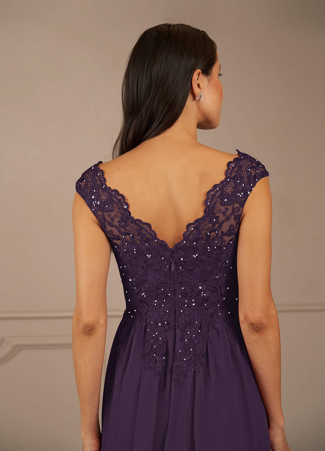 Amethyst A-Line V-Neck Chiffon Mother of the Bride Dress