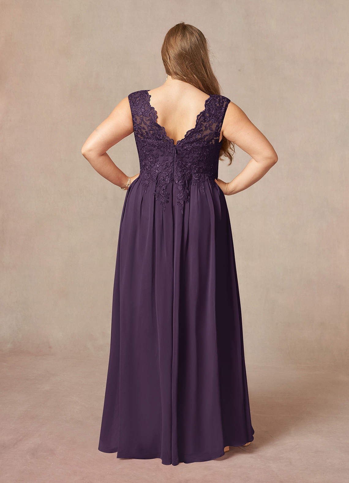 Amethyst A-Line V-Neck Chiffon Mother of the Bride Dress
