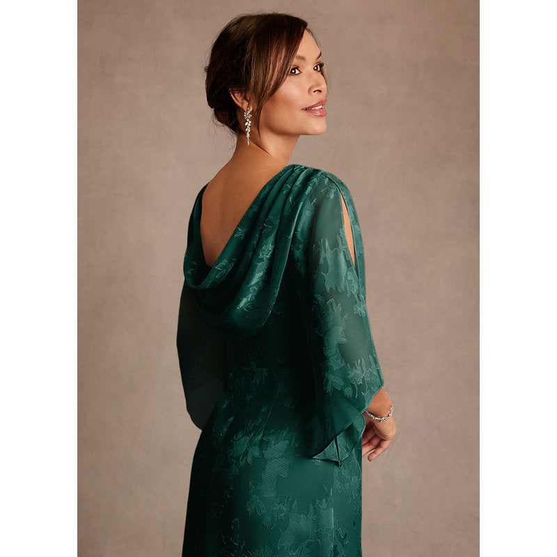 Anaheim Sheath Scoop-Neck Floral Burnout Mother of the Bride Dress in Pine - photo 6