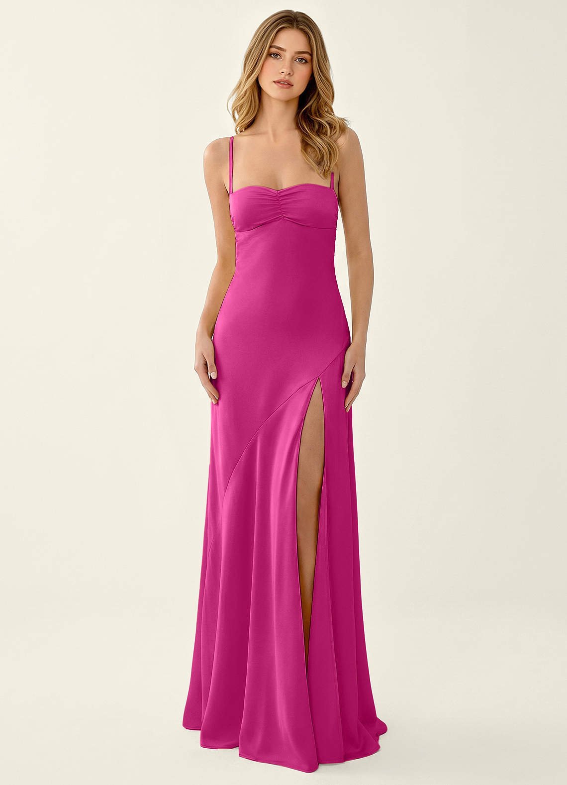 Annastazhia Mermaid Sweetheart Satin Prom Dress in Hot Pink