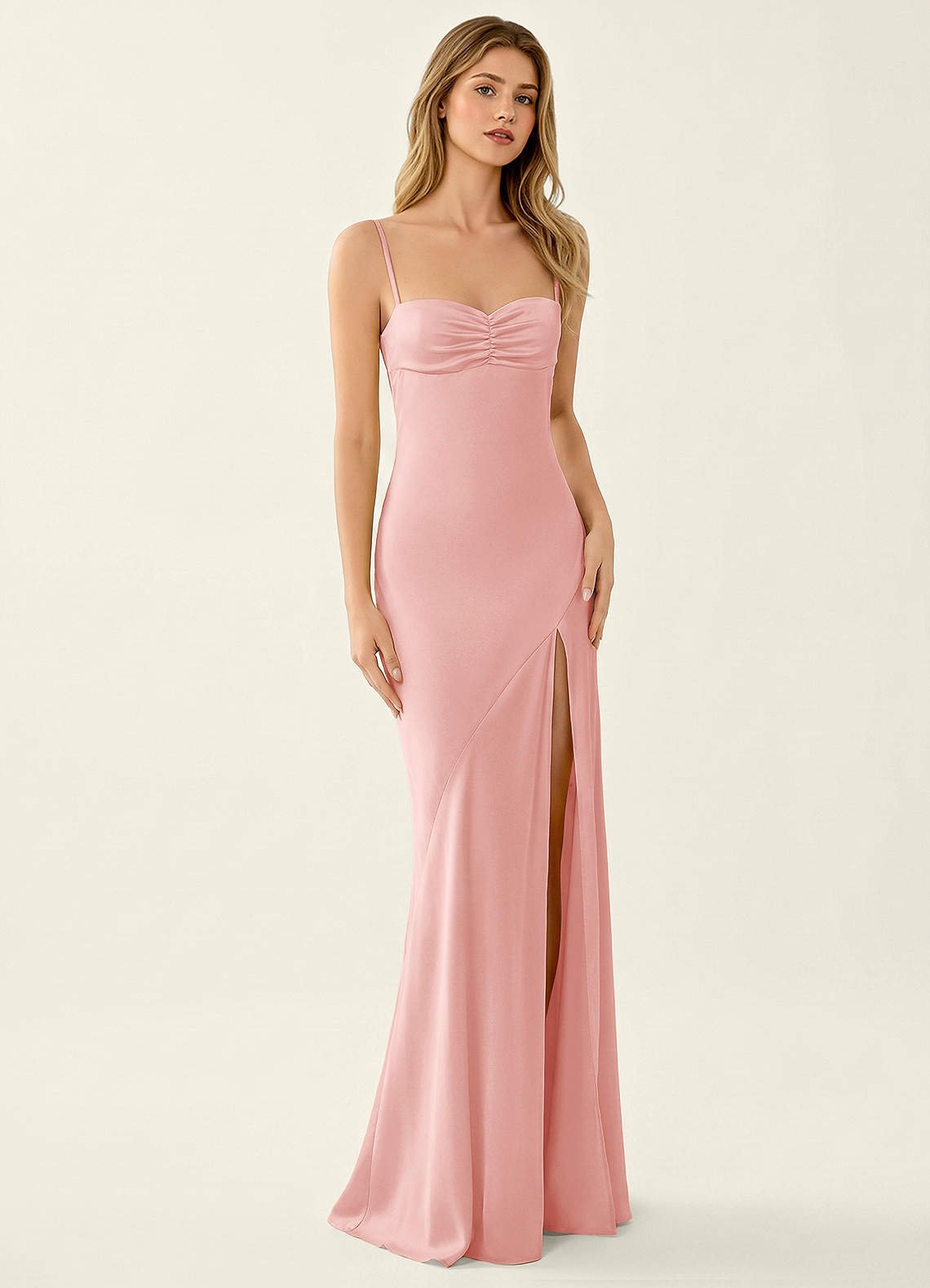 Annastazhia Mermaid Sweetheart Satin Prom Dress in Haze Pink
