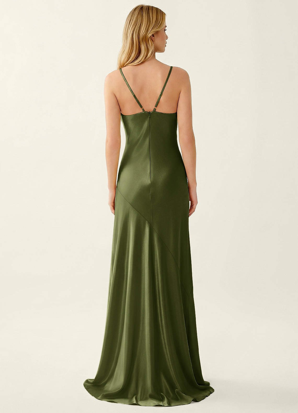Annastazhia Mermaid Sweetheart Satin Prom Dress in Olive