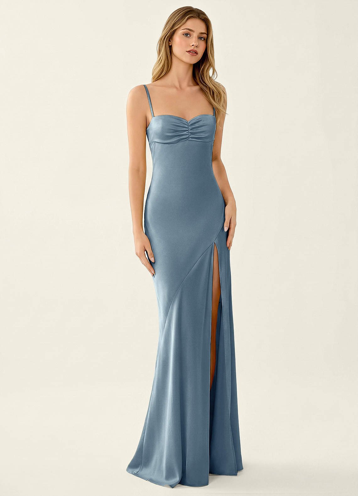 Annastazhia Mermaid Sweetheart Satin Prom Dress in Haze Pink