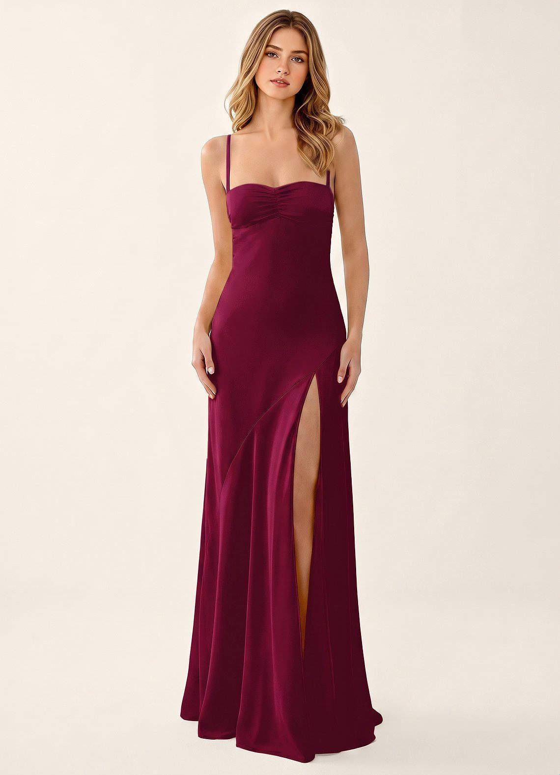 Annastazhia Mermaid Sweetheart Satin Prom Dress in Merlot