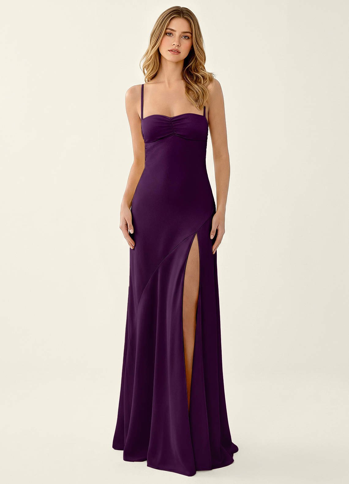 Annastazhia Mermaid Sweetheart Satin Prom Dress in Grape