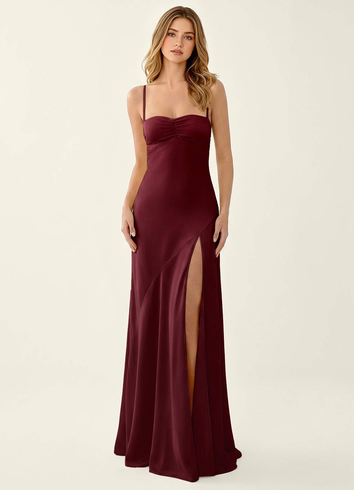 Annastazhia Mermaid Sweetheart Satin Prom Dress in Wine