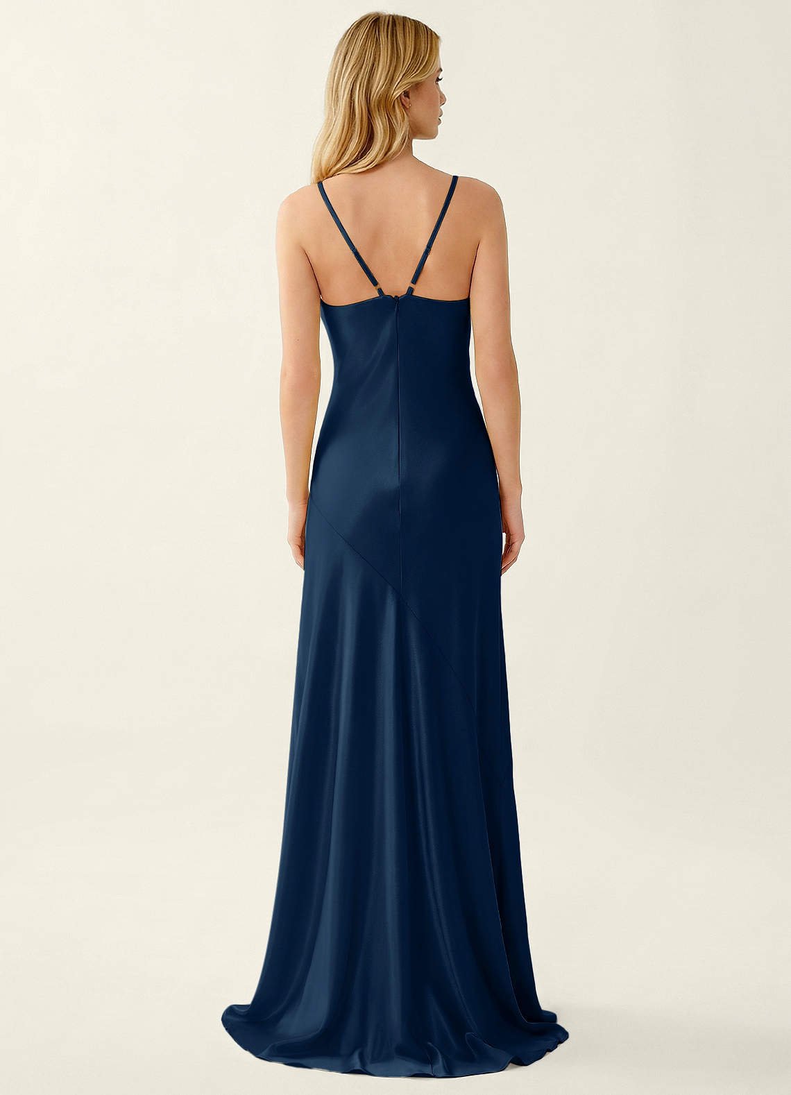 Annastazhia Mermaid Sweetheart Satin Prom Dress in Navy