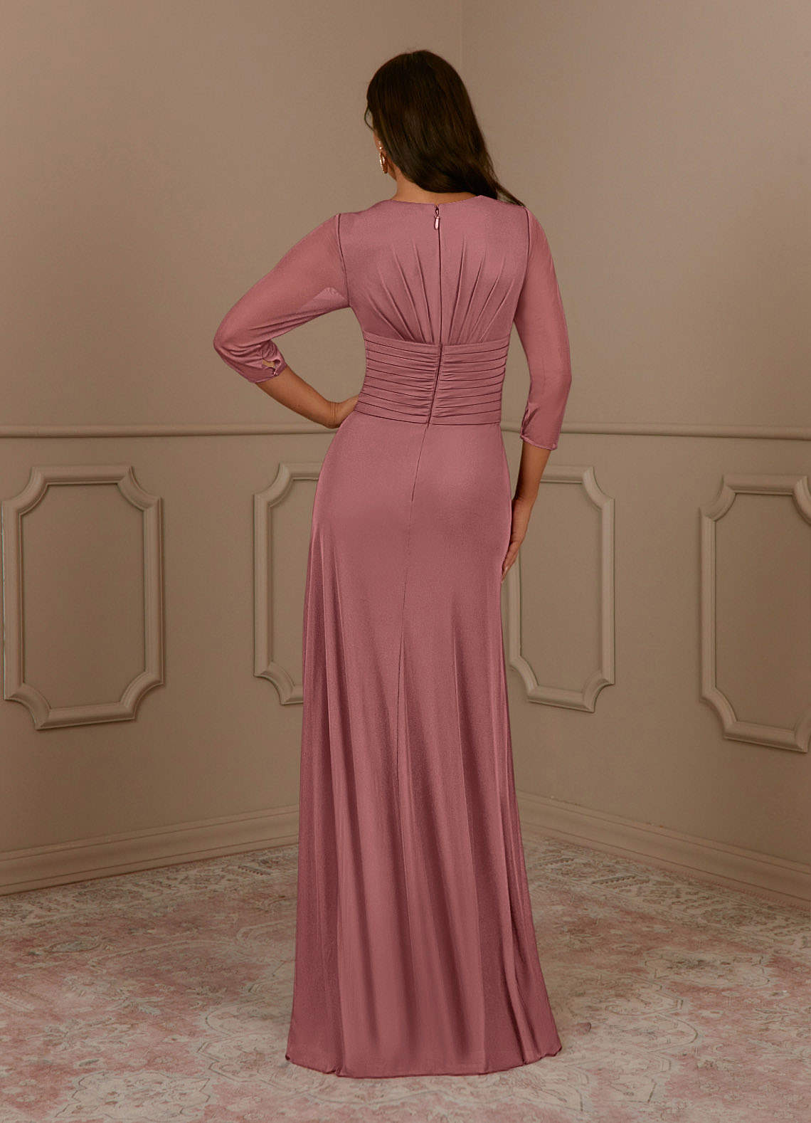 Annetta A-Line V-Neck Mesh Mother of the Bride Dress in Grape