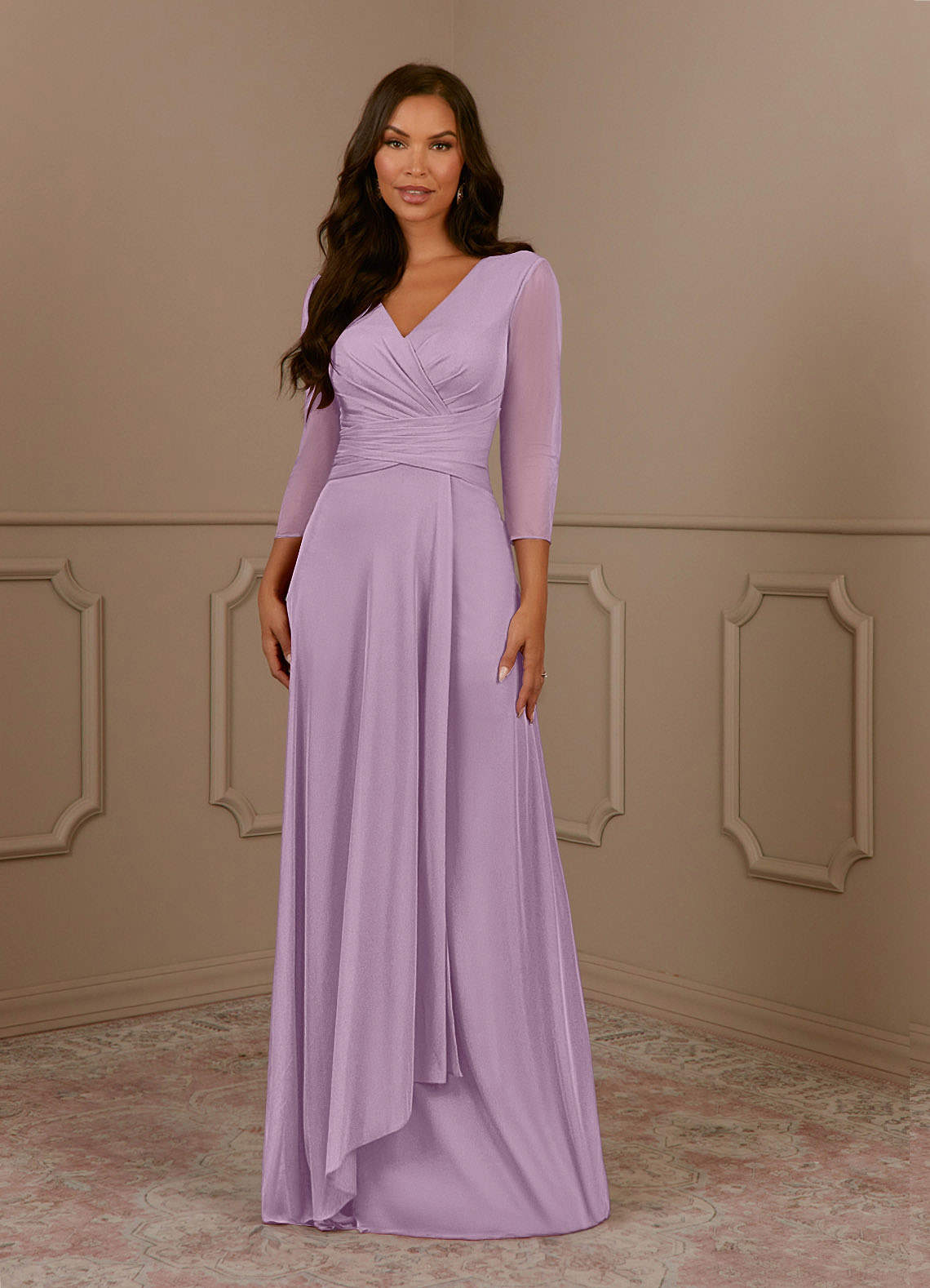 Annetta A-Line V-Neck Mesh Mother of the Bride Dress in Wisteria