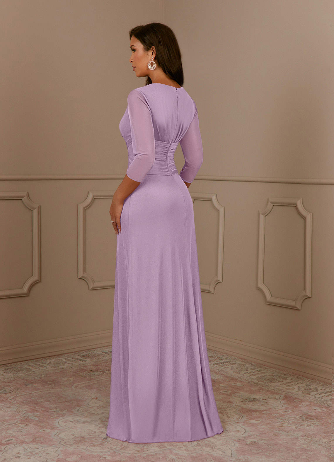 Annetta A-Line V-Neck Mesh Mother of the Bride Dress in Wisteria