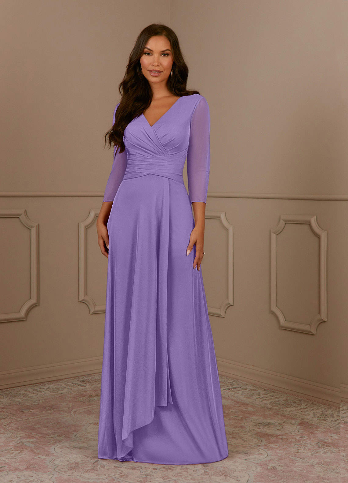 Annetta A-Line V-Neck Mesh Mother of the Bride Dress in Tahiti
