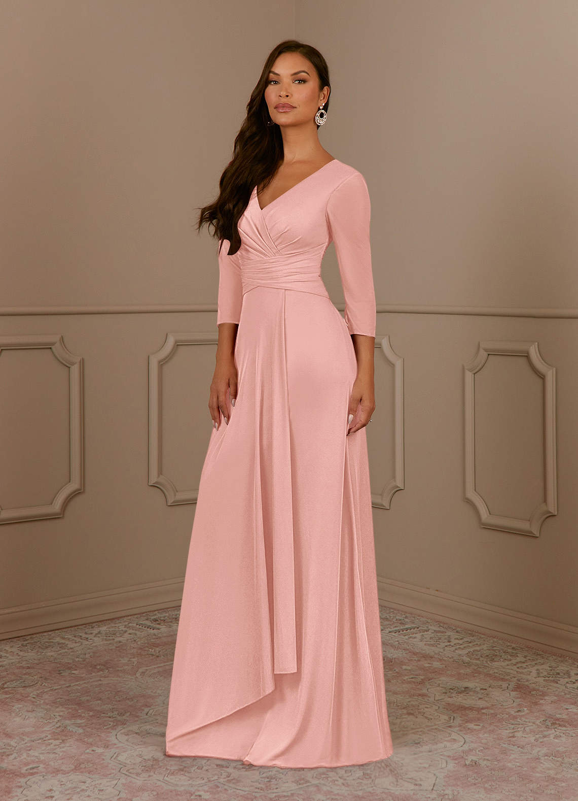 Annetta A-Line V-Neck Mesh Mother of the Bride Dress in Rosette