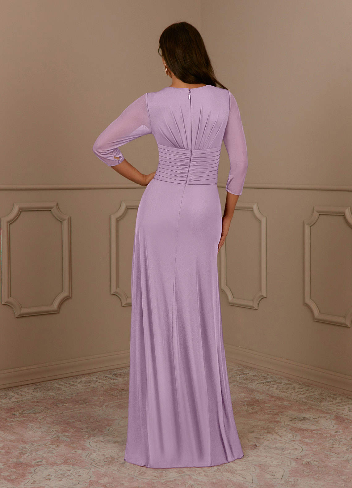 Annetta A-Line V-Neck Mesh Mother of the Bride Dress in Wisteria