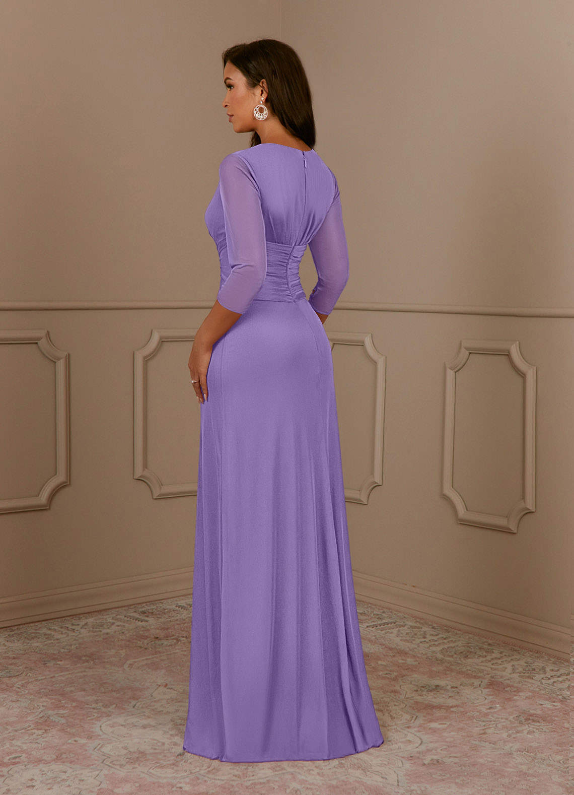 Annetta A-Line V-Neck Mesh Mother of the Bride Dress in Tahiti