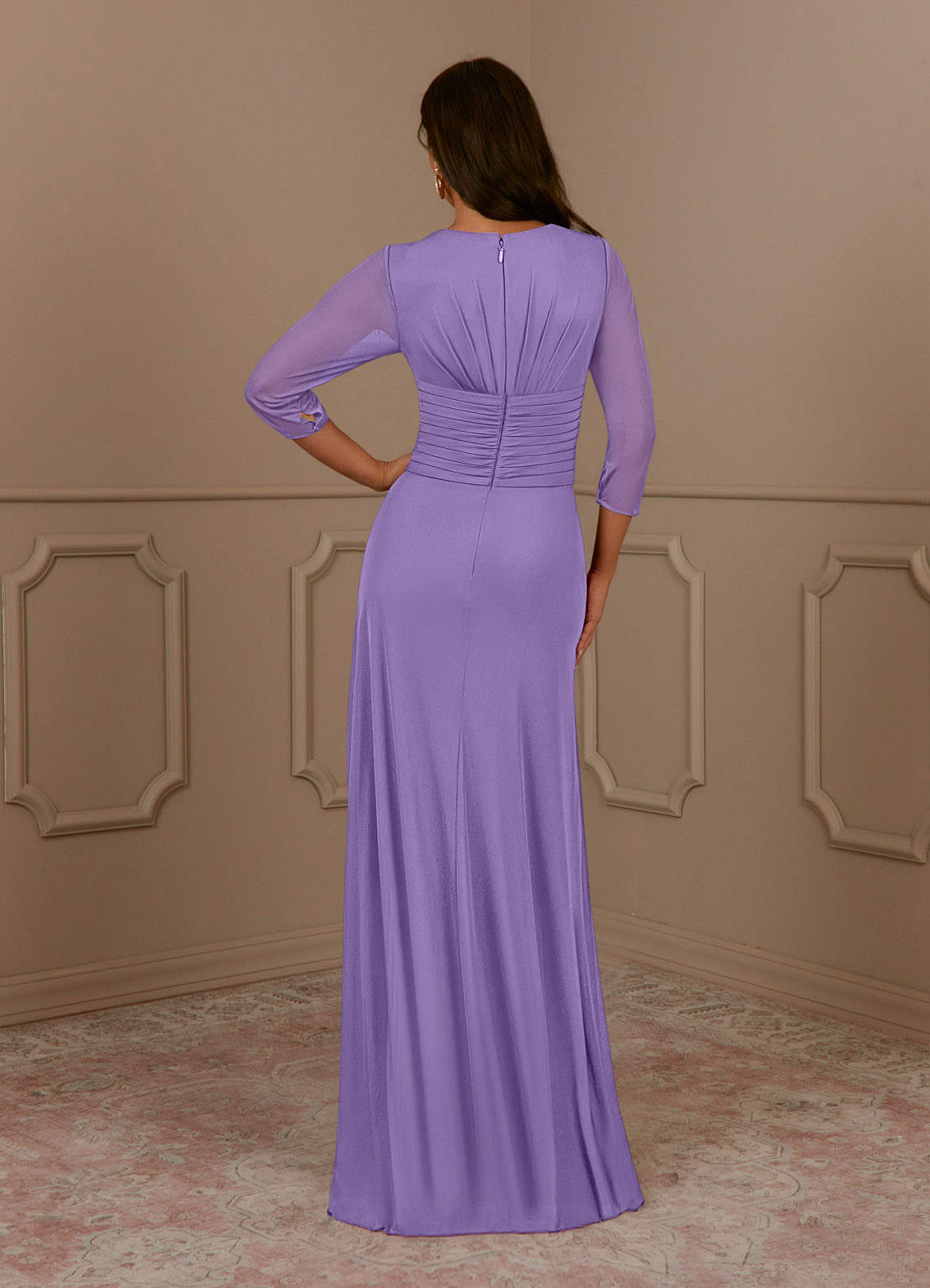 Annetta A-Line V-Neck Mesh Mother of the Bride Dress in Tahiti