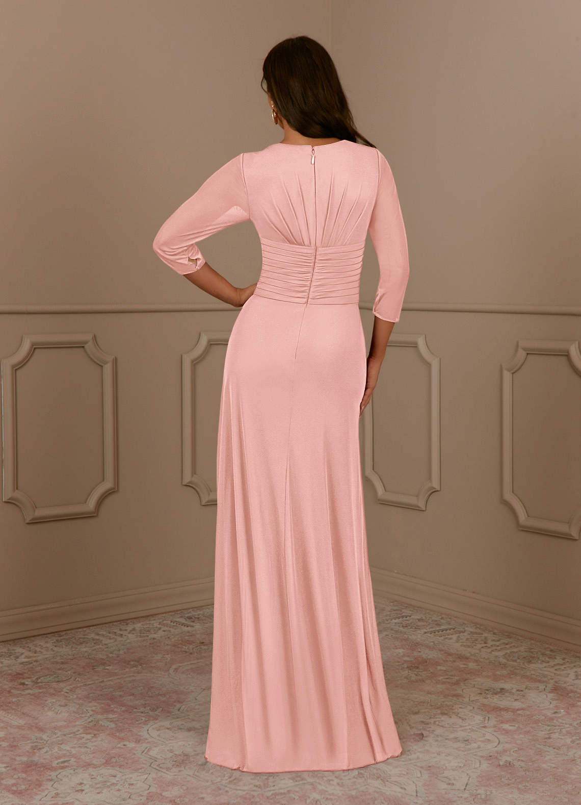Annetta A-Line V-Neck Mesh Mother of the Bride Dress in Rosette