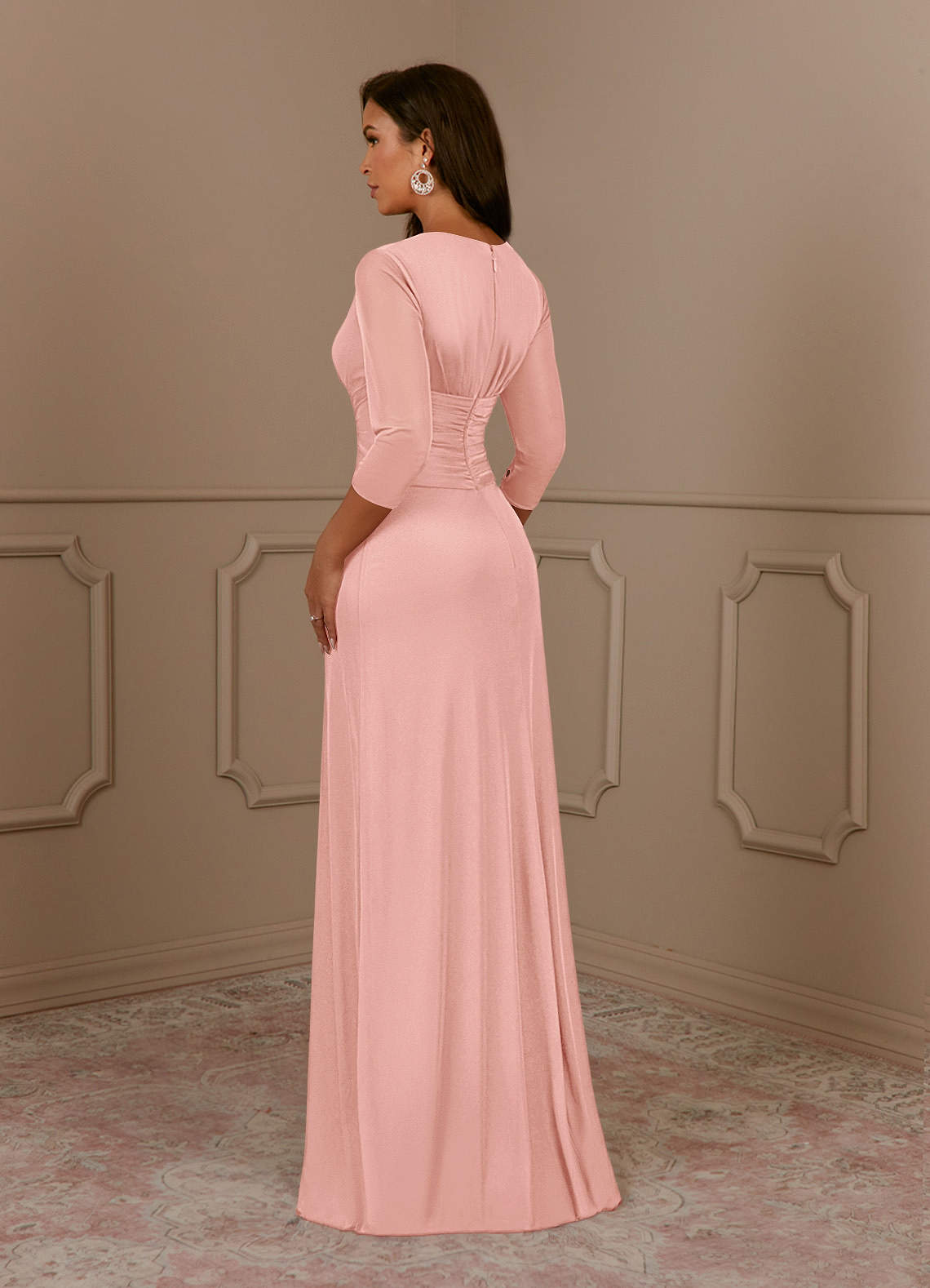 Annetta A-Line V-Neck Mesh Mother of the Bride Dress in Rosette