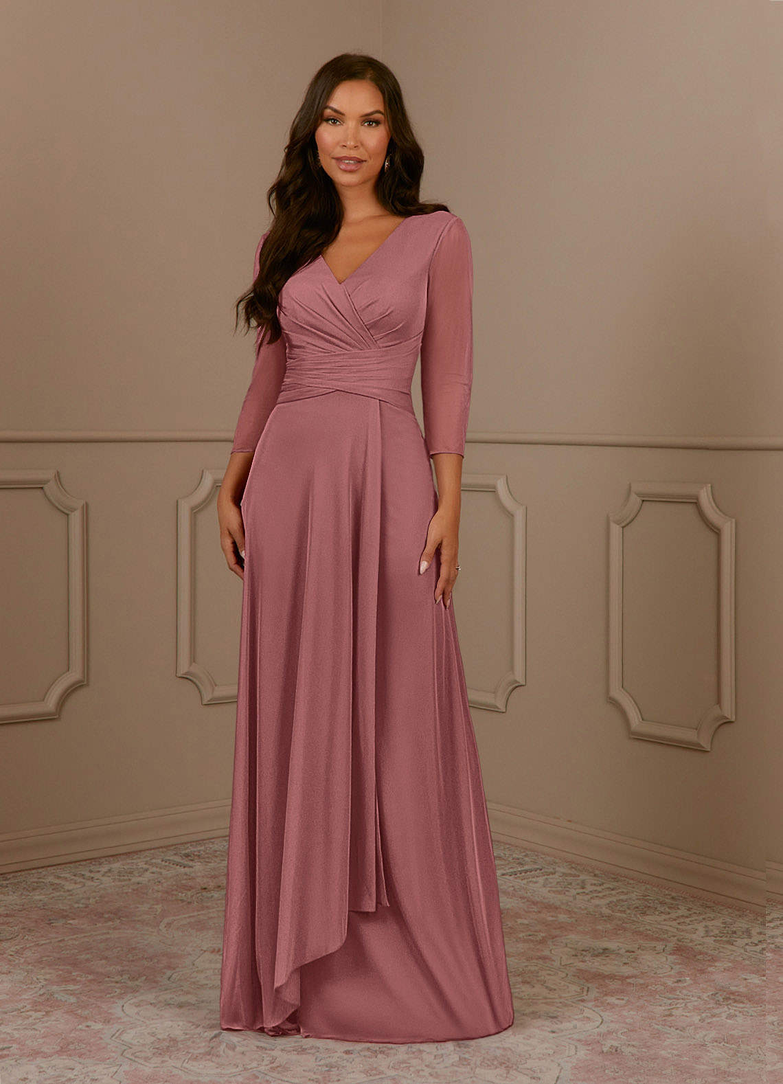 Annetta A-Line V-Neck Mesh Mother of the Bride Dress in Grape