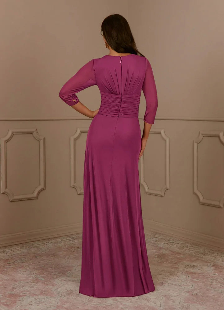 Annetta A-Line V-Neck Mesh Mother of the Bride Dress in Mulberry