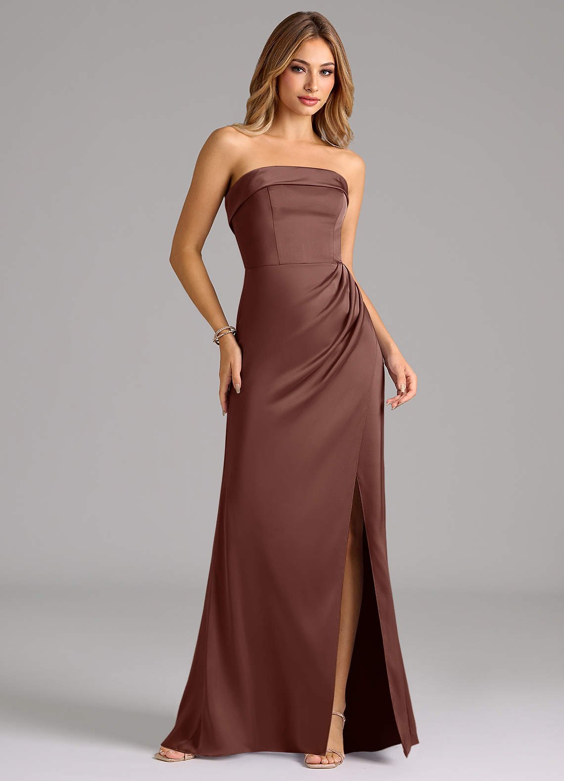 Aretha A-Line Strapless Stretch Satin Bridesmaid Dress