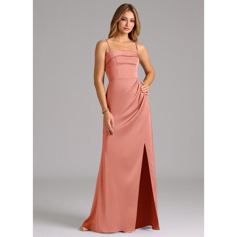 Aretha A-Line Strapless Stretch Satin Bridesmaid Dress in Coral - official gallery view 6