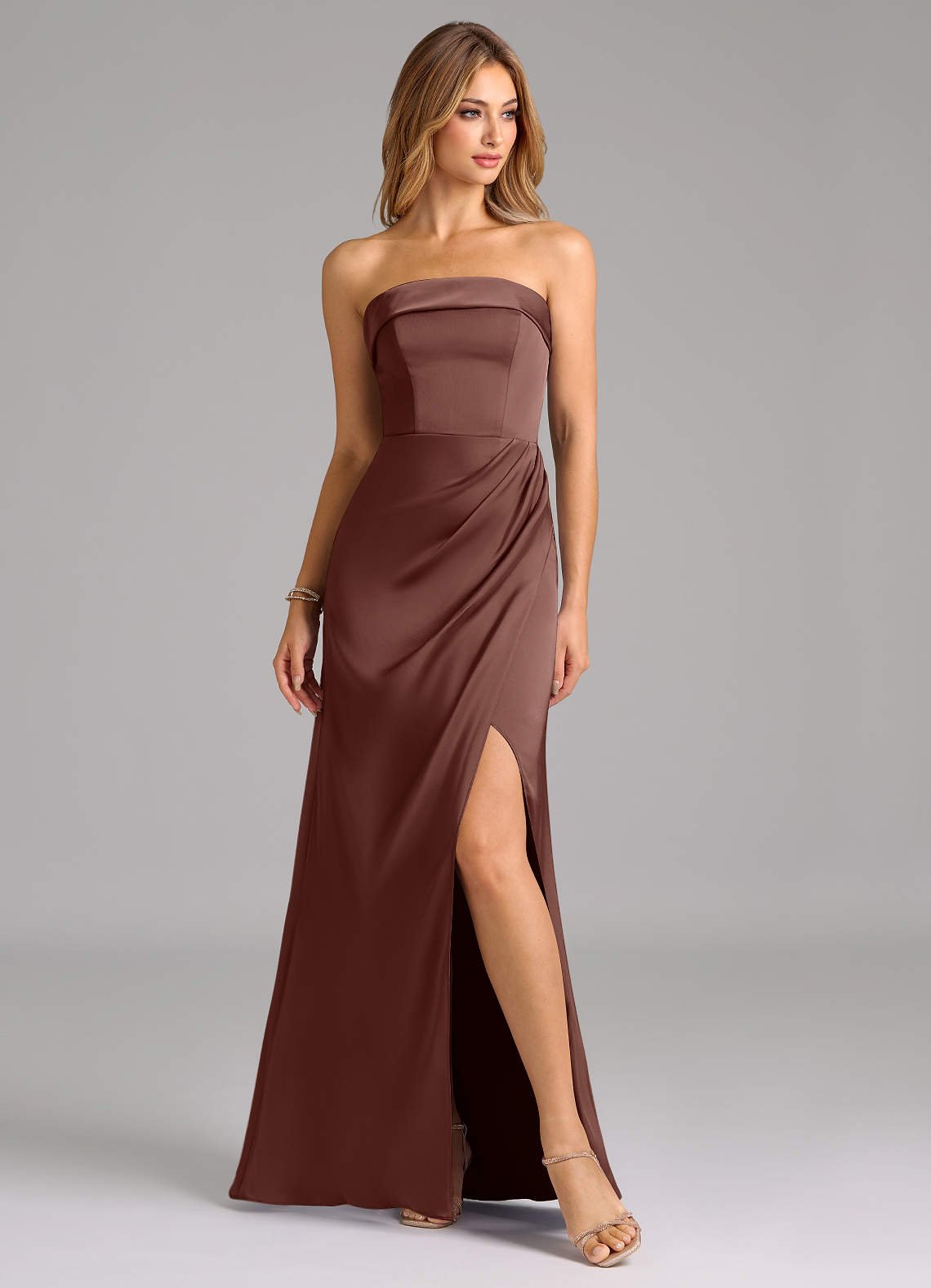 Aretha A-Line Strapless Stretch Satin Bridesmaid Dress