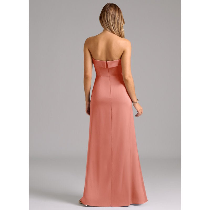 Aretha A-Line Strapless Stretch Satin Bridesmaid Dress in Coral - official gallery view 7
