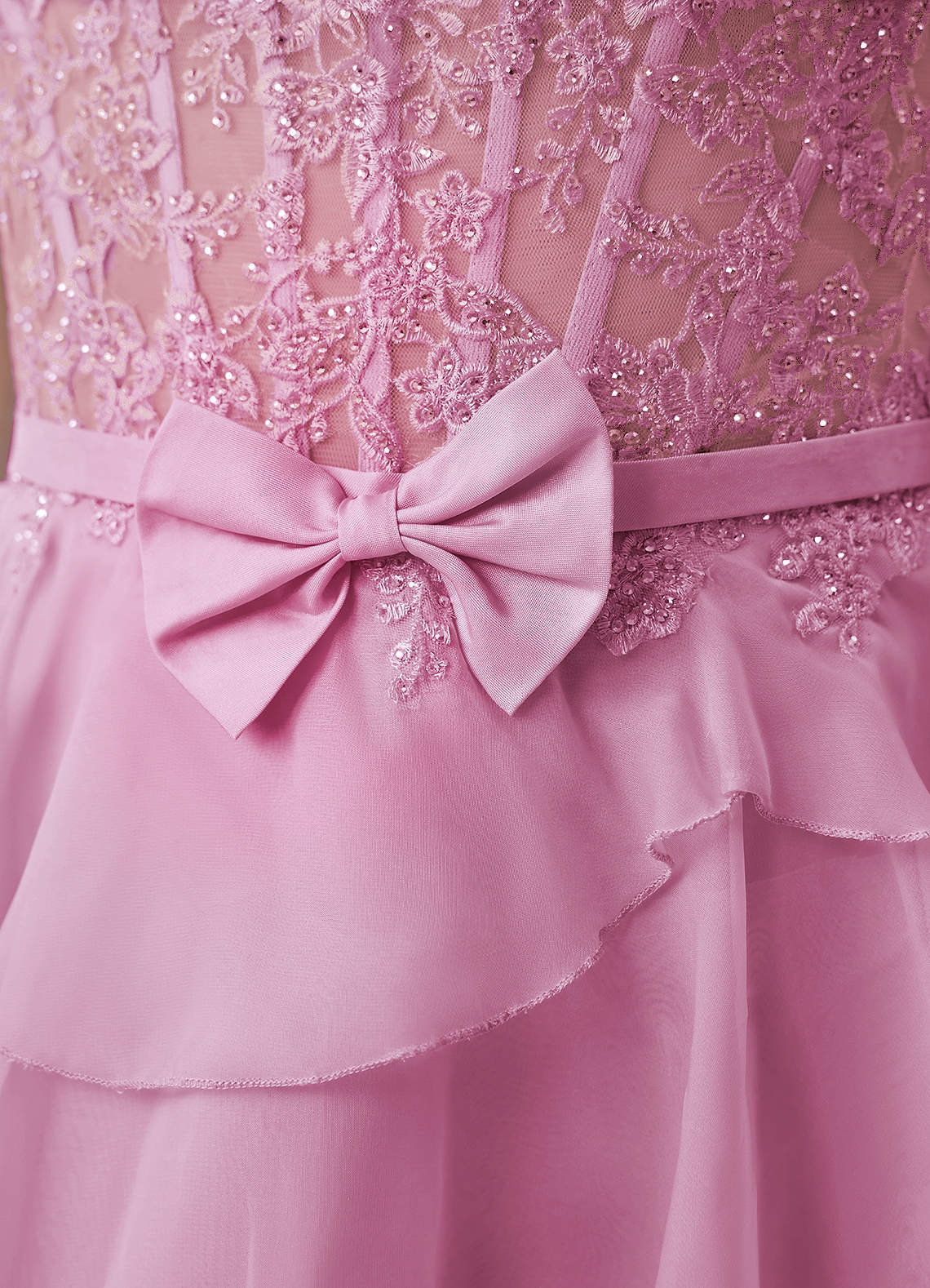 Aurelianna A-Line Mini Strapless Floral Chiffon Prom Dress in pink
