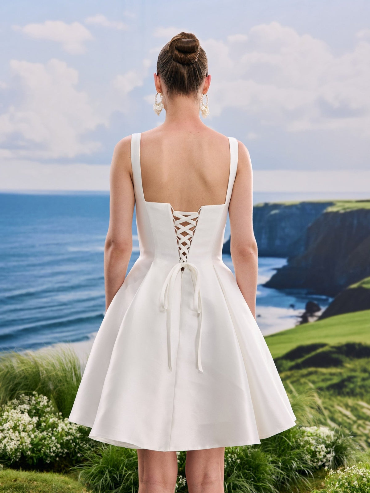 Avelin white wedding dress, back view