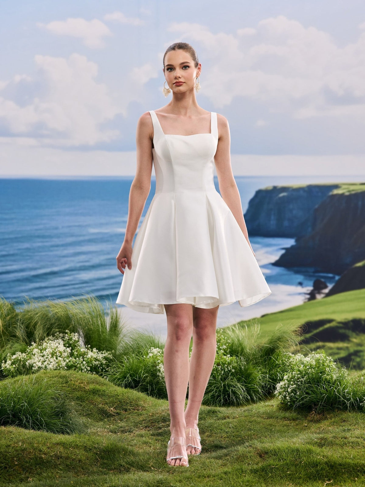 Avelin white wedding dress, detail and alternate angle