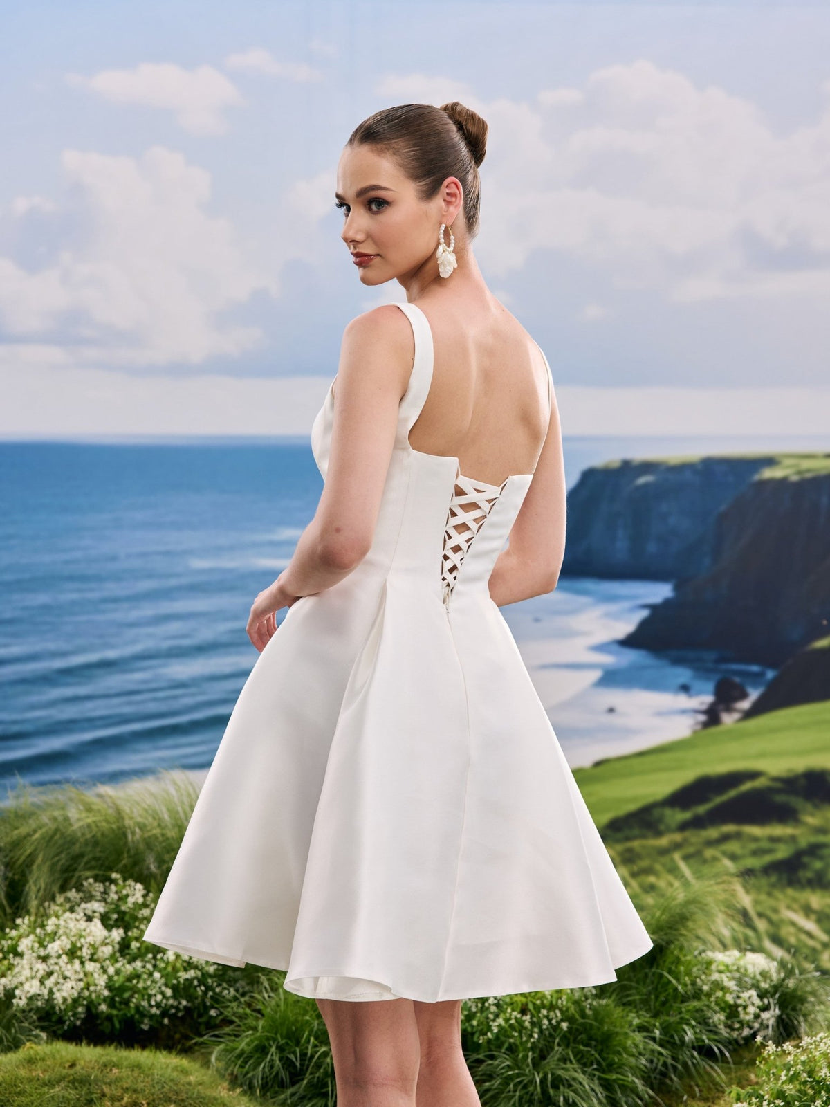 Avelin white wedding dress, back view