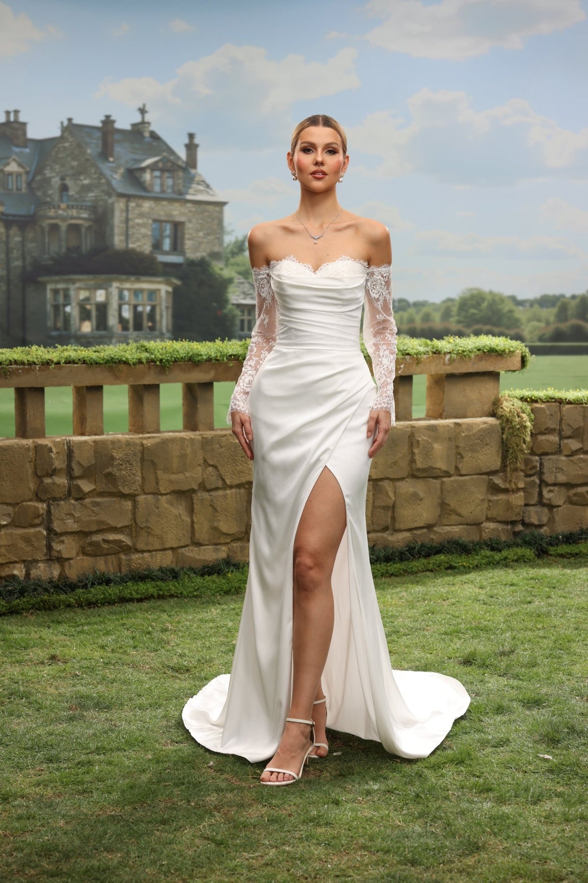 Aven white wedding dress front view 1