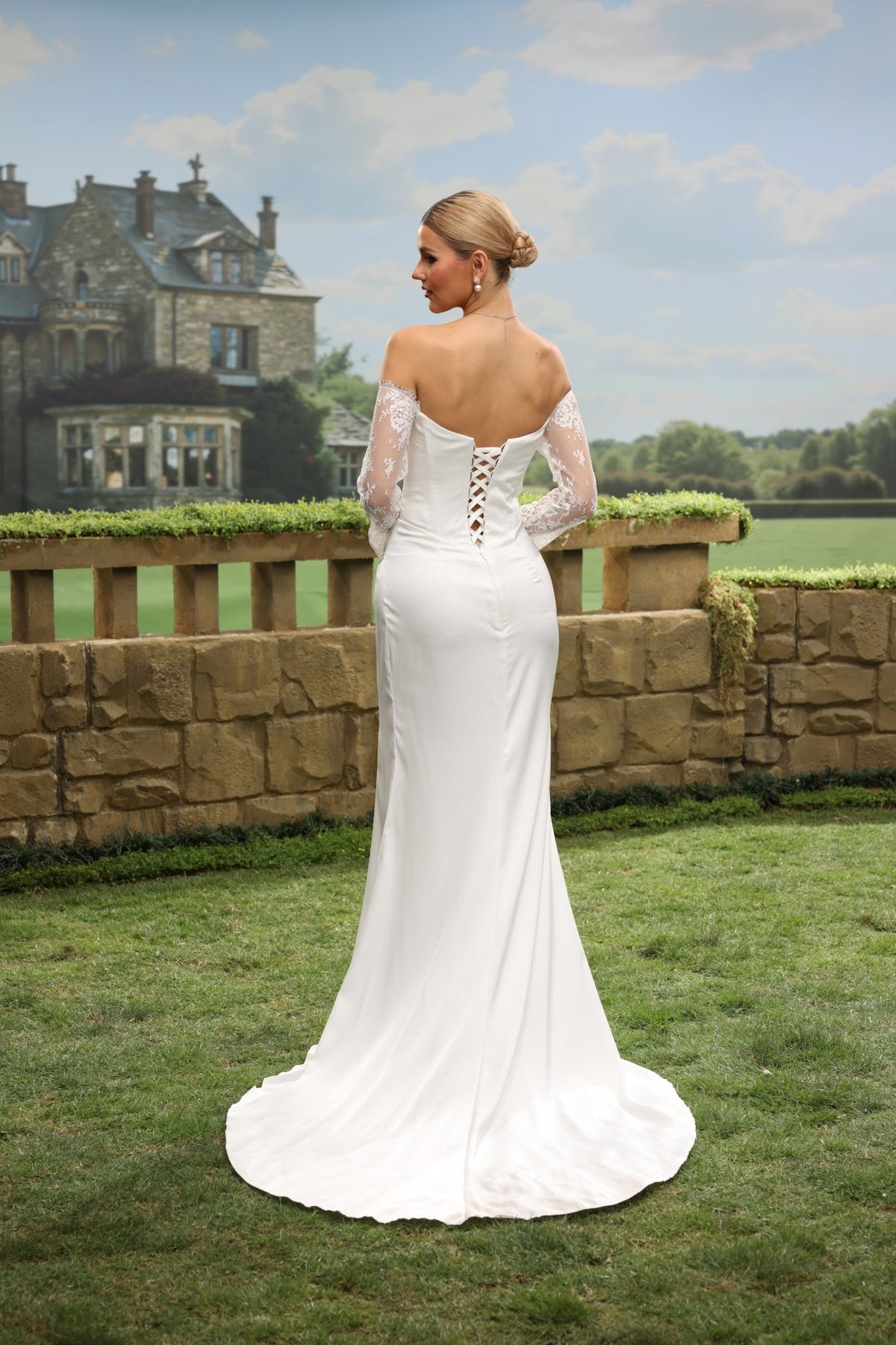 Aven white wedding dress back view 5