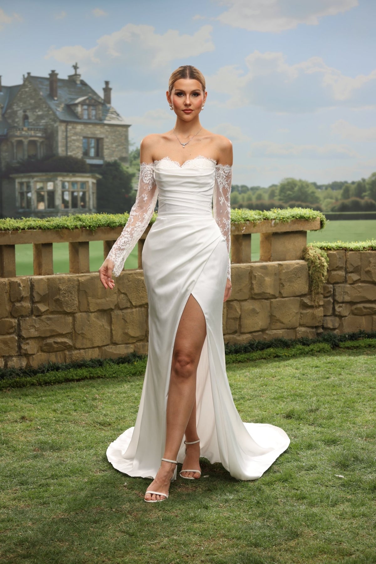 Aven white wedding dress side view 2