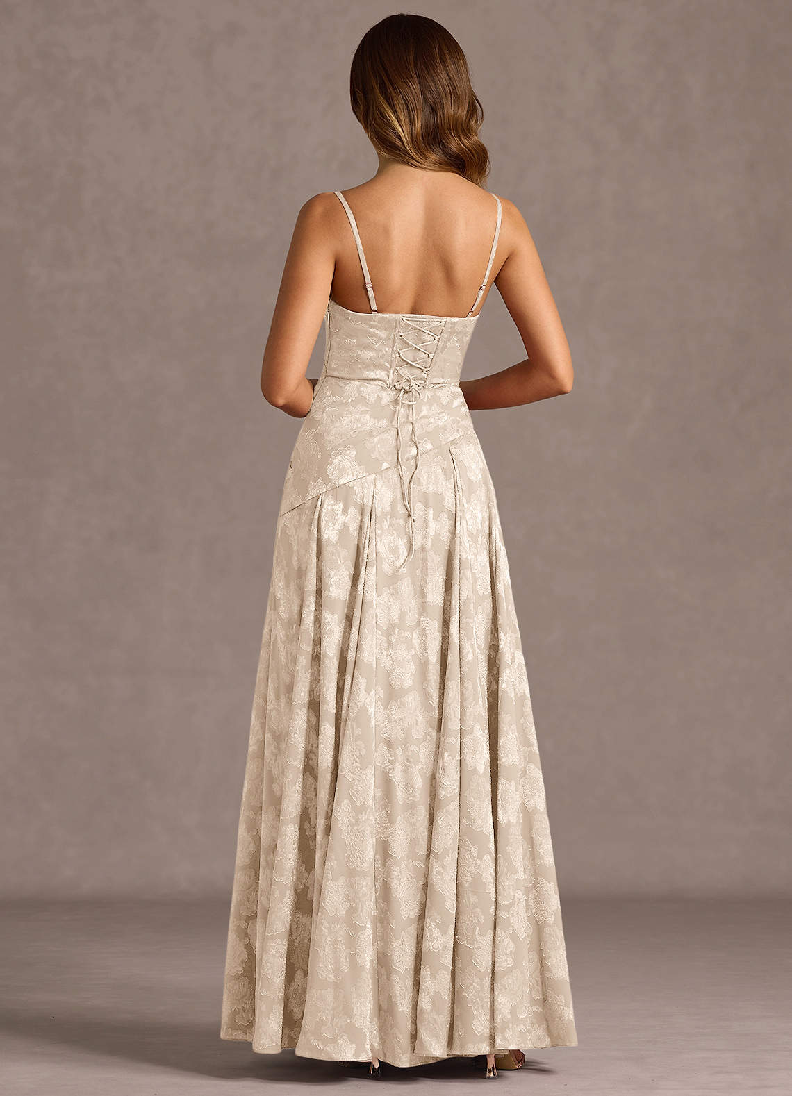 Gabriela A-Line Corset Fil Coupé Wedding Guest Dress in Cream
