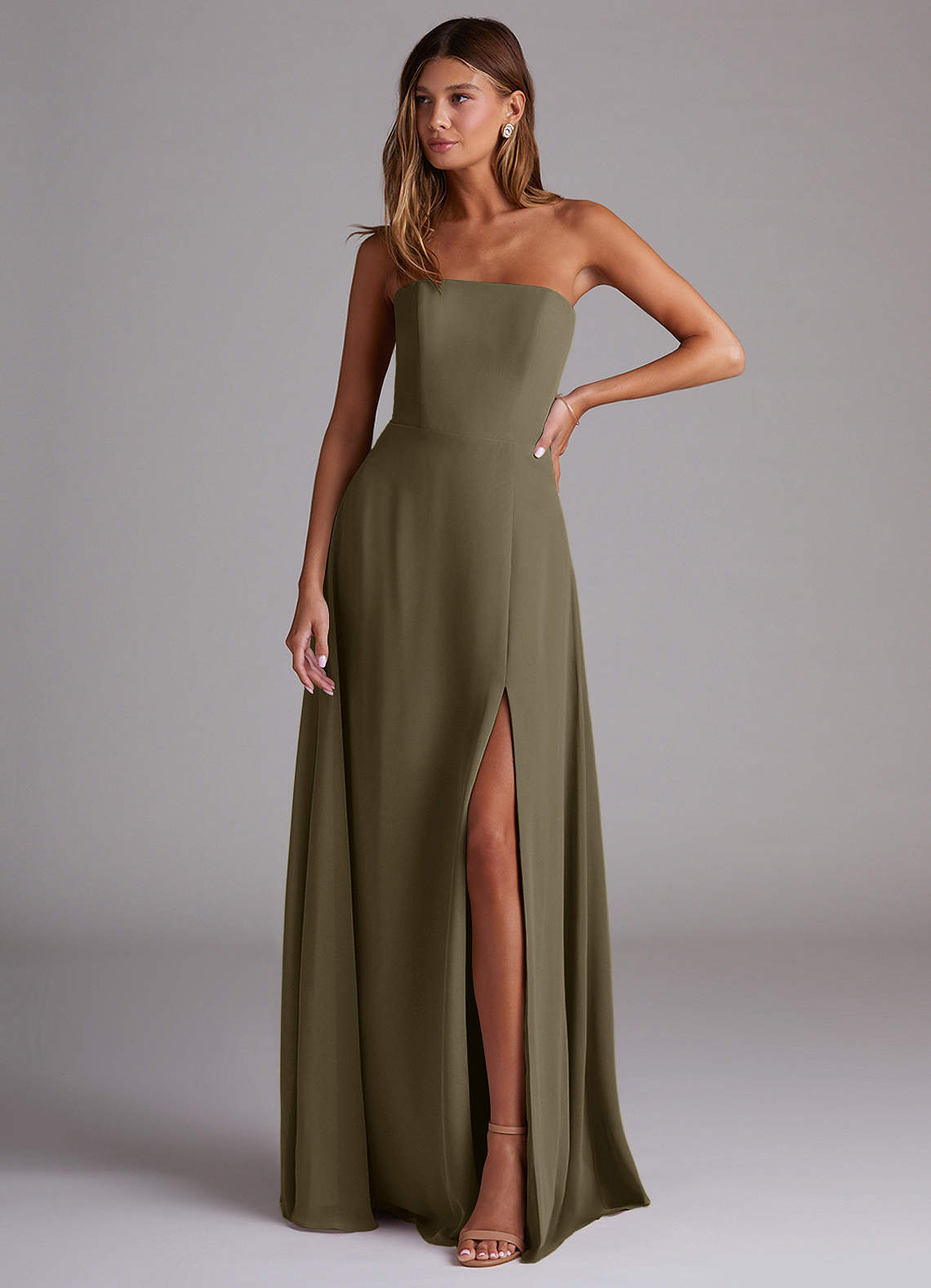 Wren A-Line Straight-Neck Chiffon Bridesmaid Dress in Willow Green