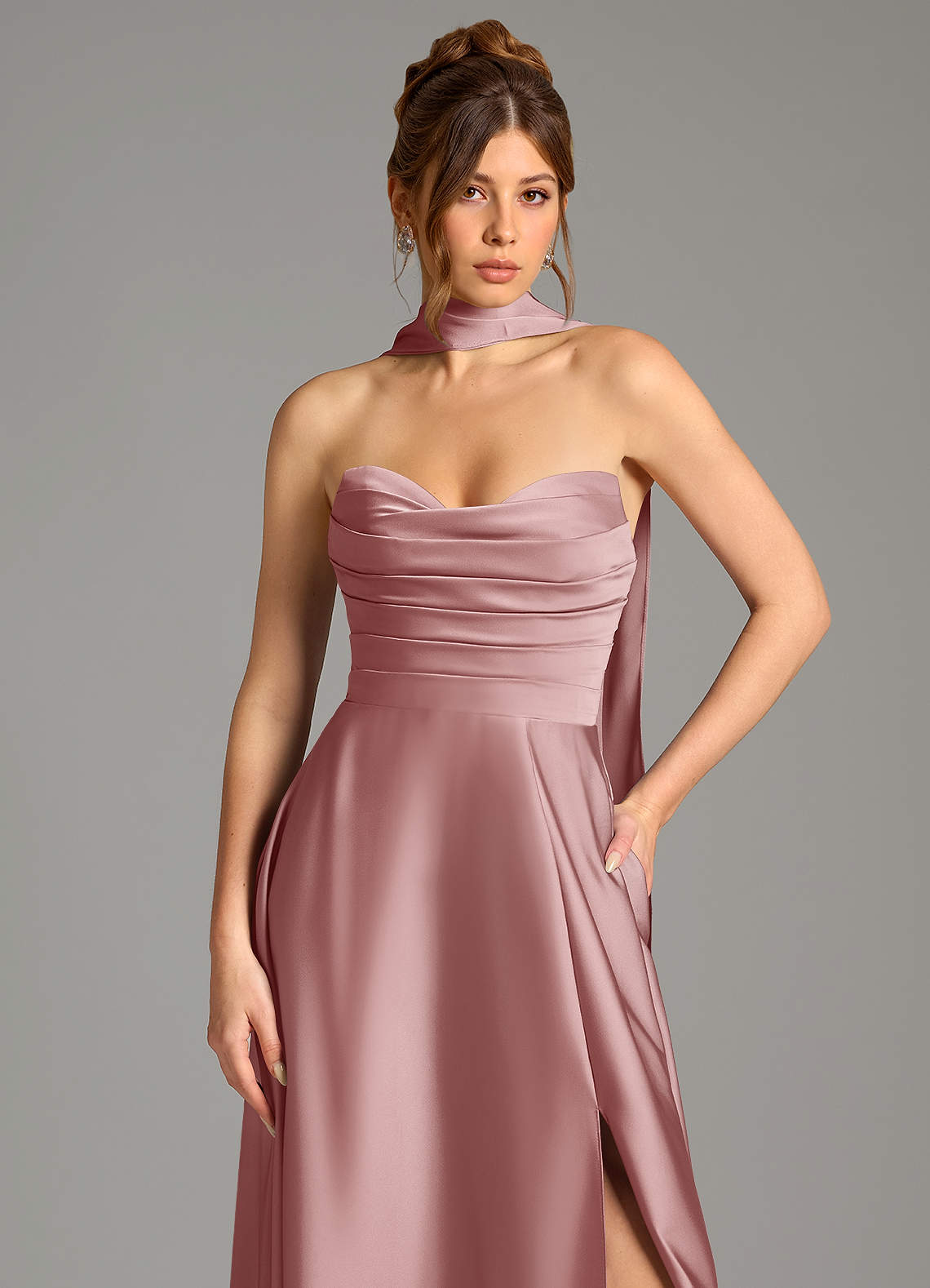 Ayla A-Line Sweetheart Stretch Satin Bridesmaid Dress in dusty rose