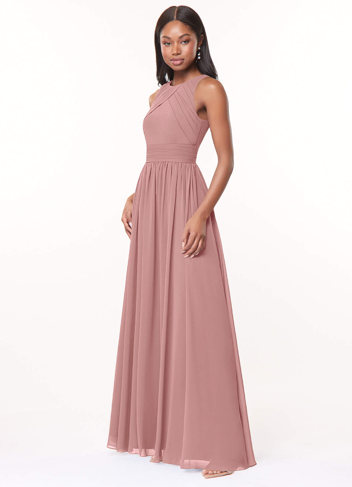 Harper A-Line Scoop-Neck Chiffon Bridesmaid Dress in dusty rose