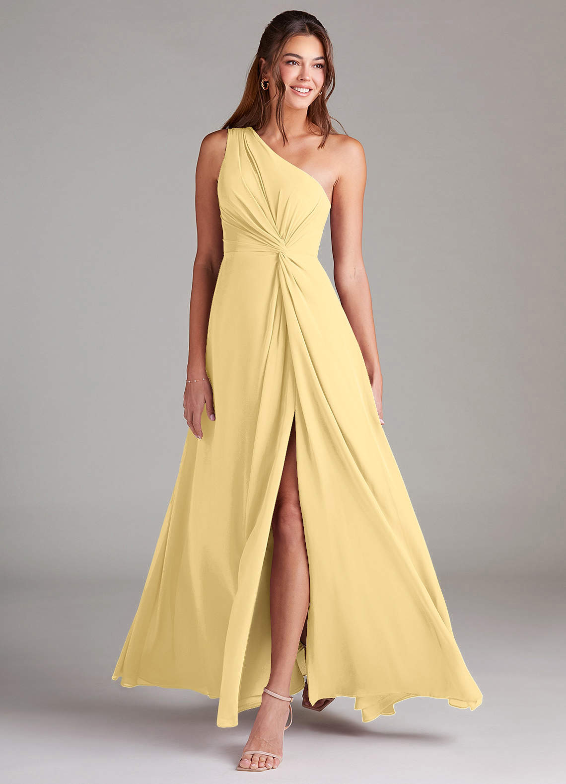 Brooke A-Line One-Shoulder Chiffon Bridesmaid Dress in Butter