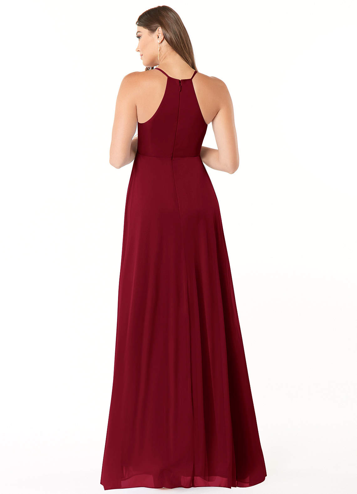 Annabelle A-Line V-Neck Mesh Bridesmaid Dress in Burgundy