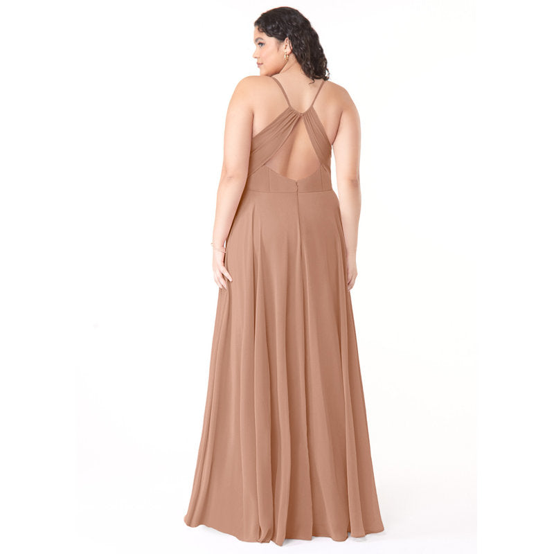 Avelina A-Line V-Neck Chiffon Bridesmaid Dress in Champagne Rose - view 7