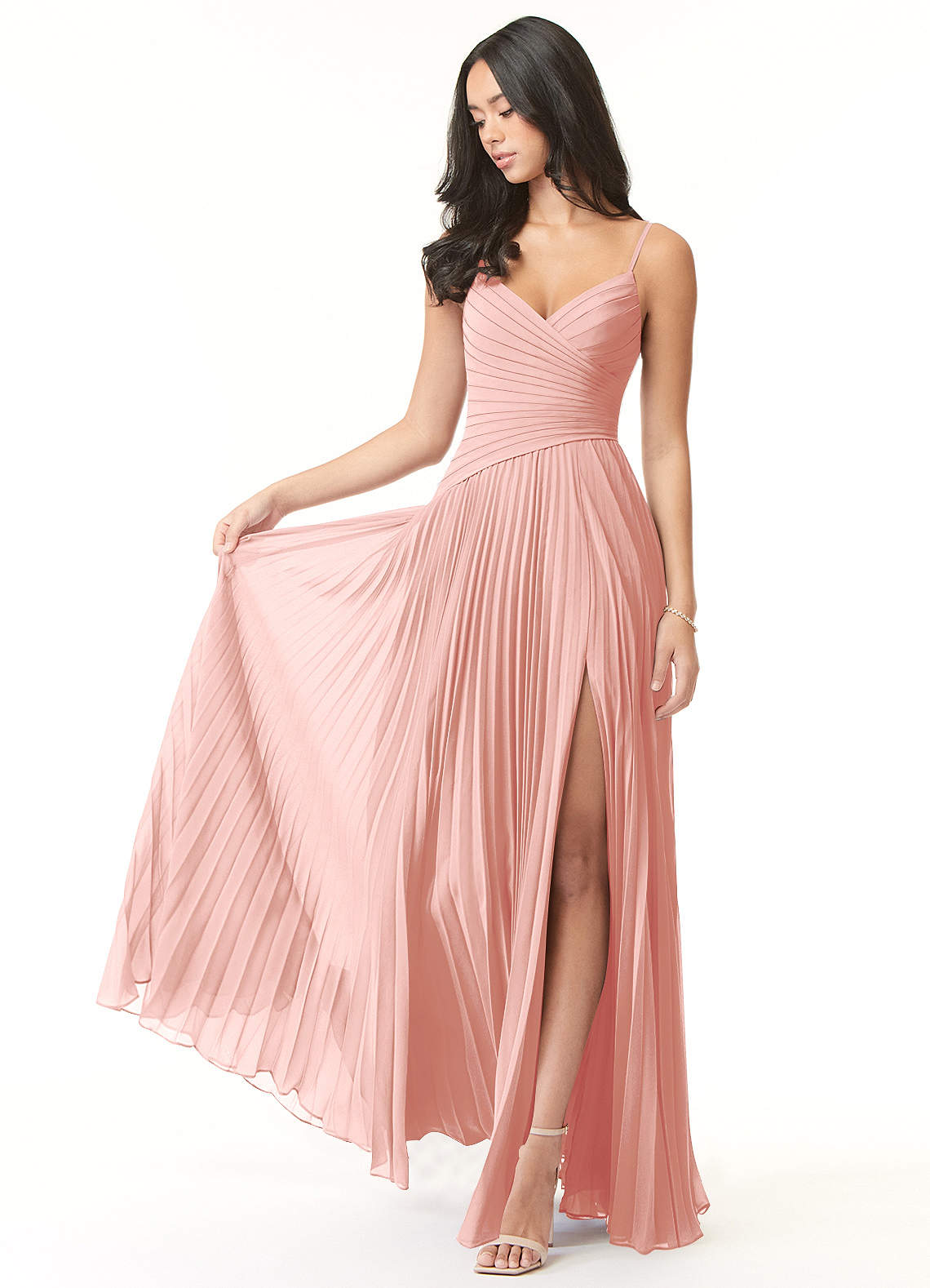 Vini A-Line V-Neck Chiffon Bridesmaid Dress in Rosette