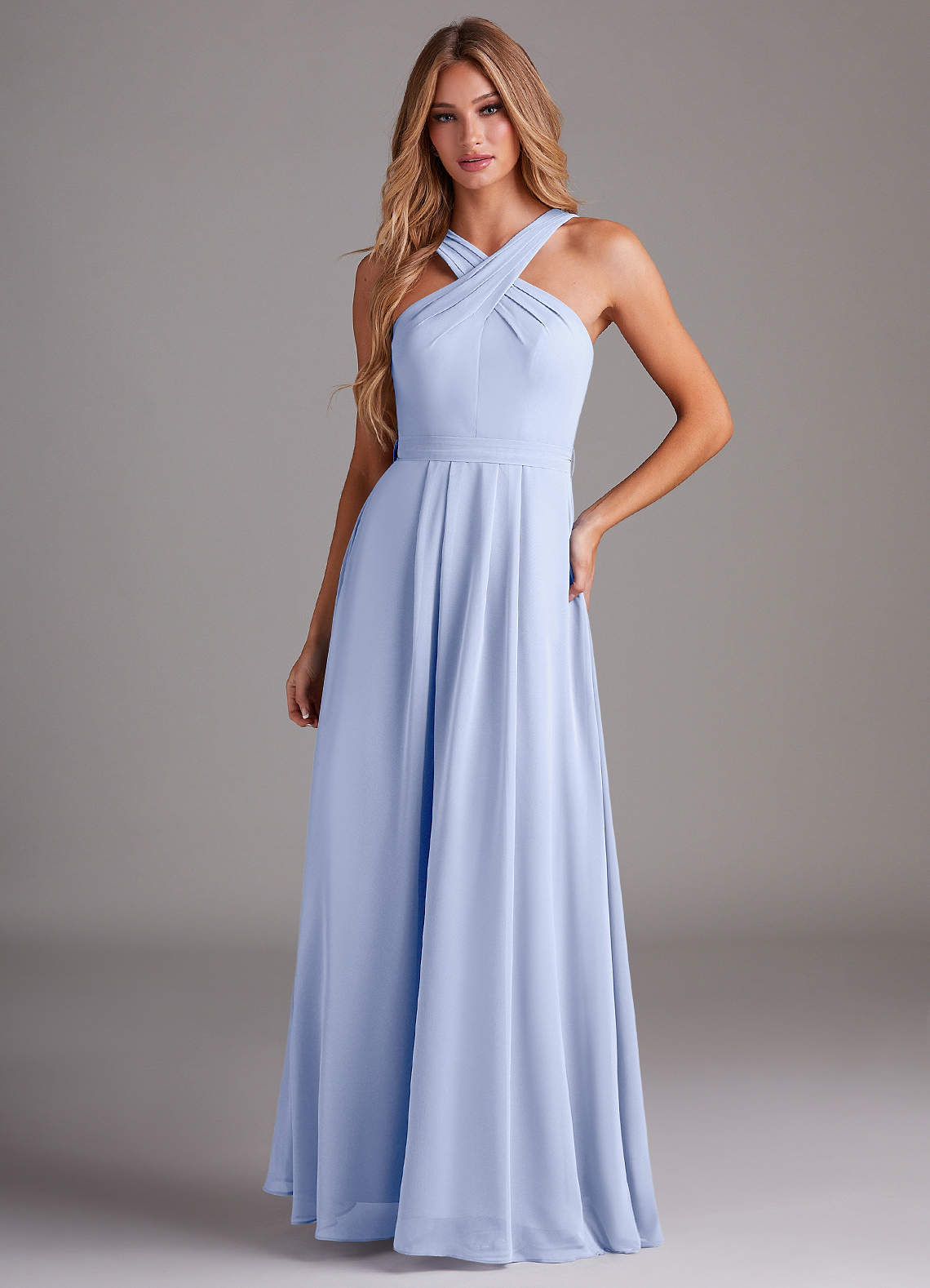 Dixie A-Line Halter Chiffon Bridesmaid Dress in Ice
