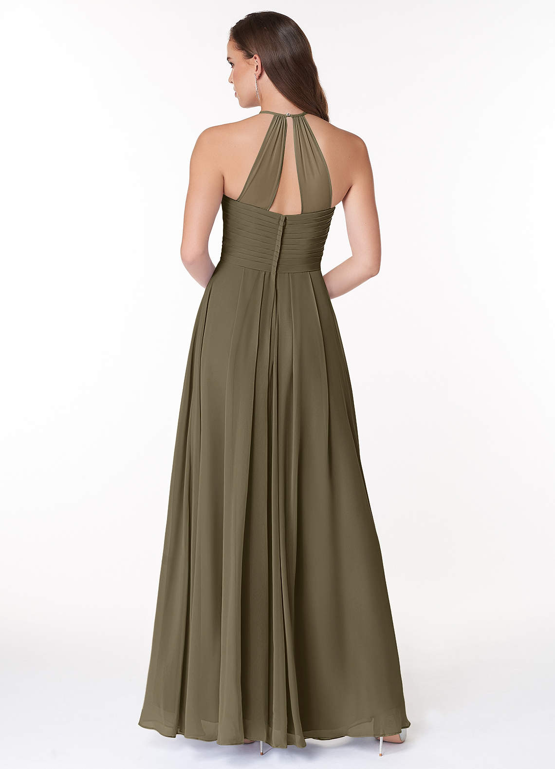 Ginger A-Line Halter Chiffon Bridesmaid Dress in Willow Green