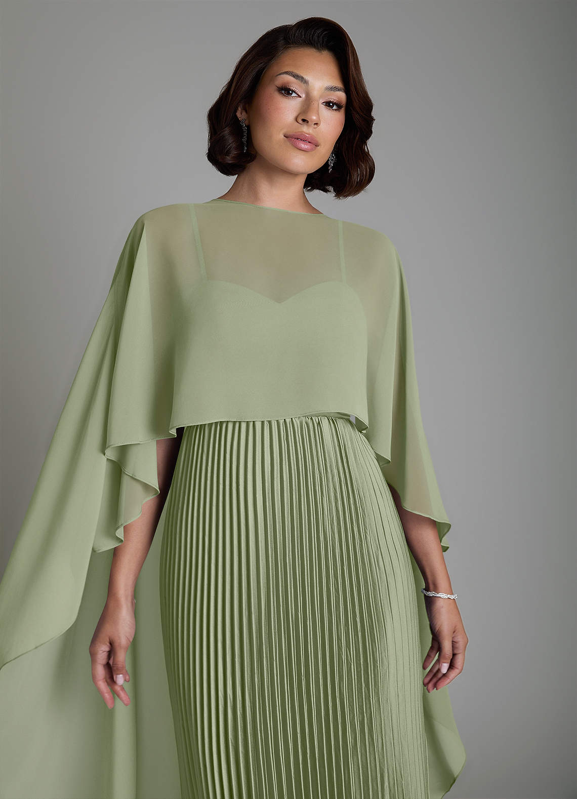 Micah A-Line Sweetheart Stretch Satin and Chiffon Bridesmaid Dress in Pistachio