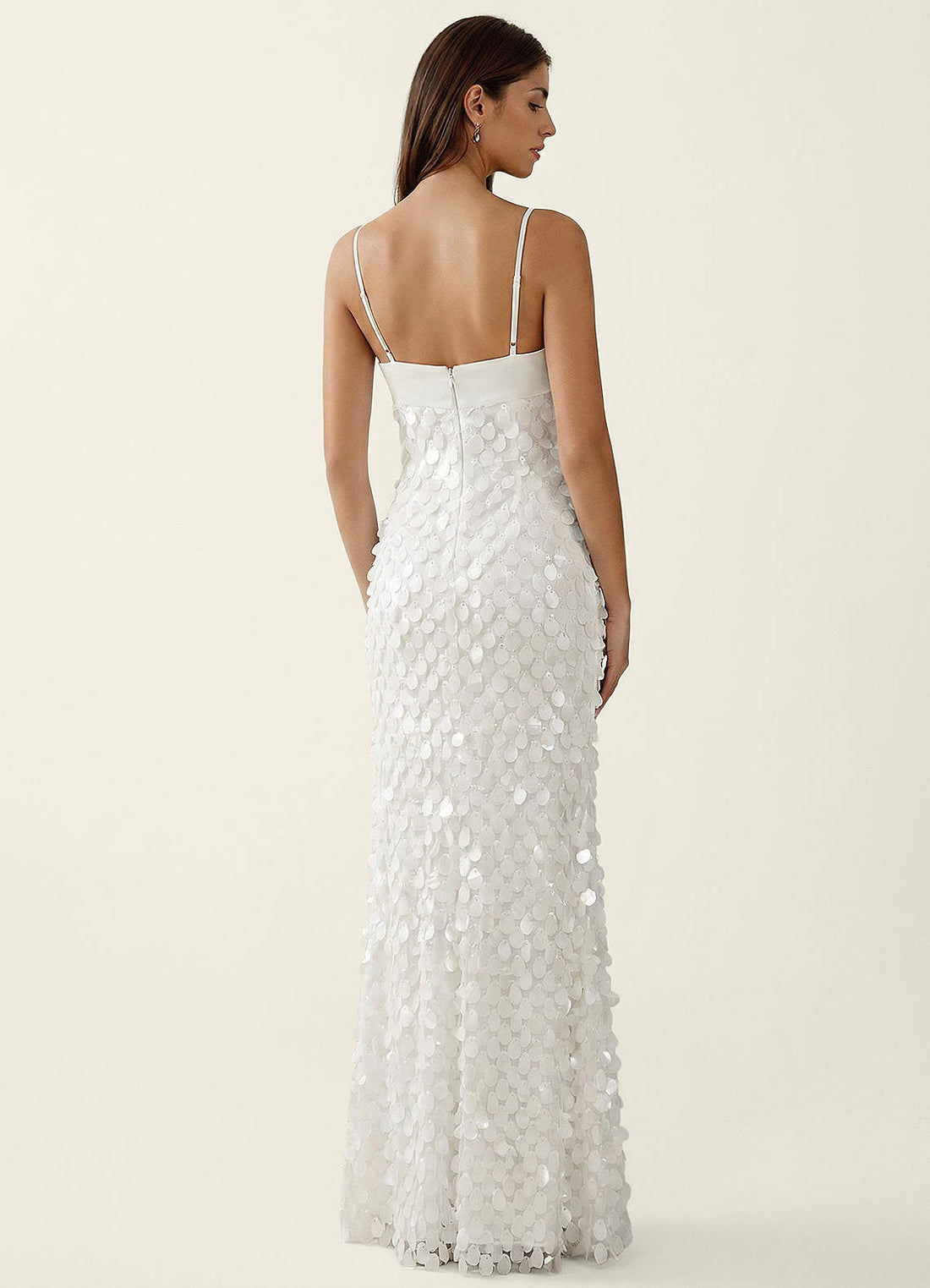 Mentino Strapless 3D Floral Lace Prom Dress in White