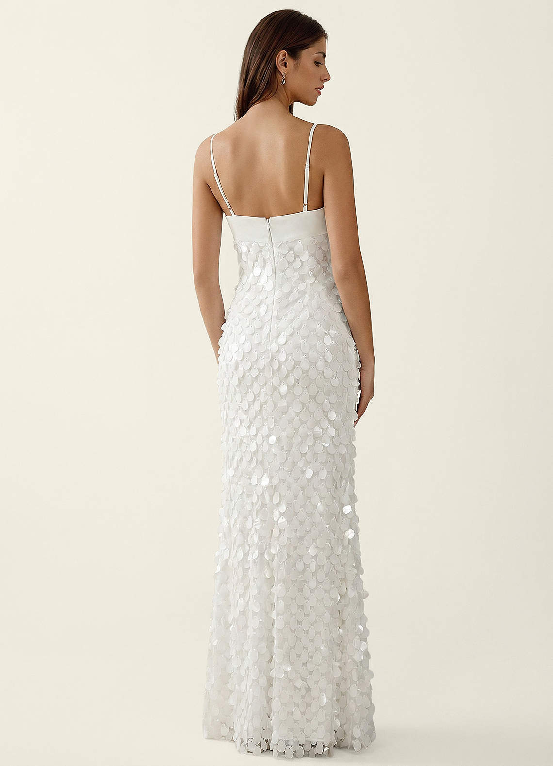 Mentino Strapless 3D Floral Lace Prom Dress in White