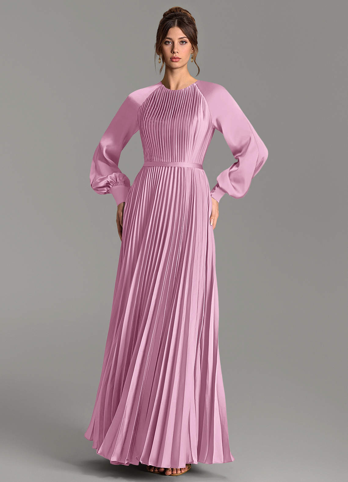 Grayson A-Line Scoop-Neck Stretch Satin Bridesmaid Dress in candy pink