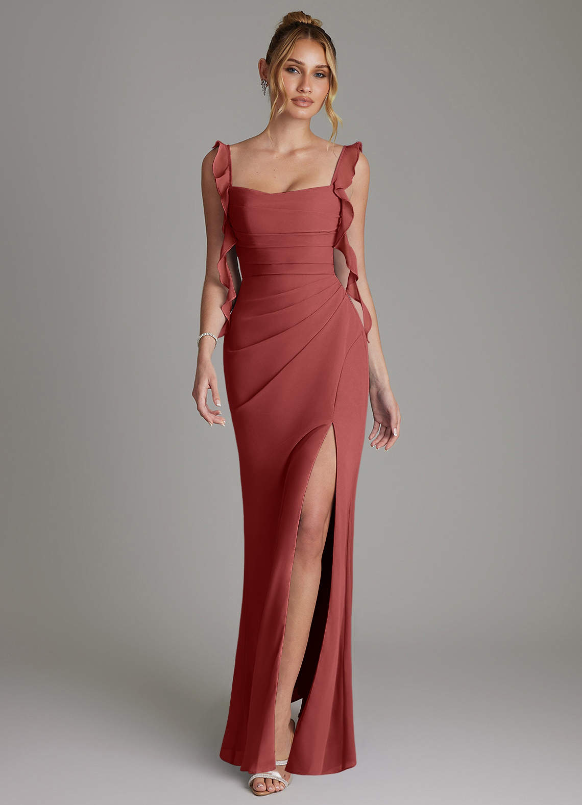 Jessamine Mermaid Sweetheart Chiffon Bridesmaid Dress in Terracotta